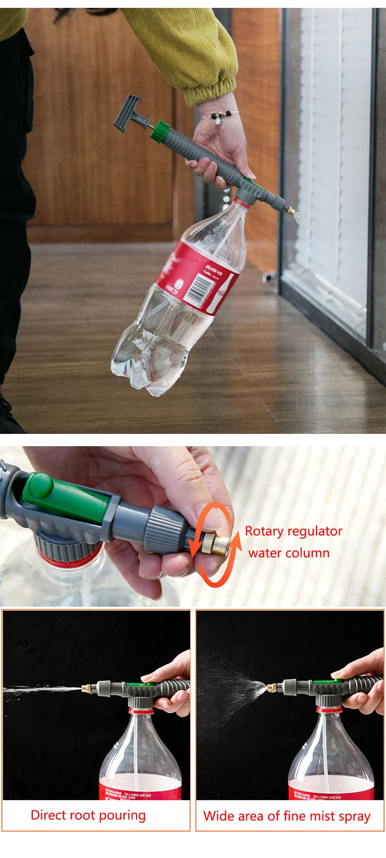 Bomba de Ar de Alta Pressão com Pulverizador Manual – Bico Ajustável para Garrafas PET