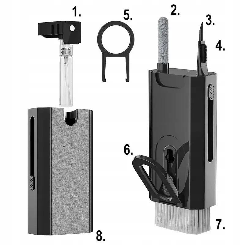 Kit de Limpeza 8 em 1 para Teclado, Fones de Ouvido, Celular e Eletrônicos em Geral
