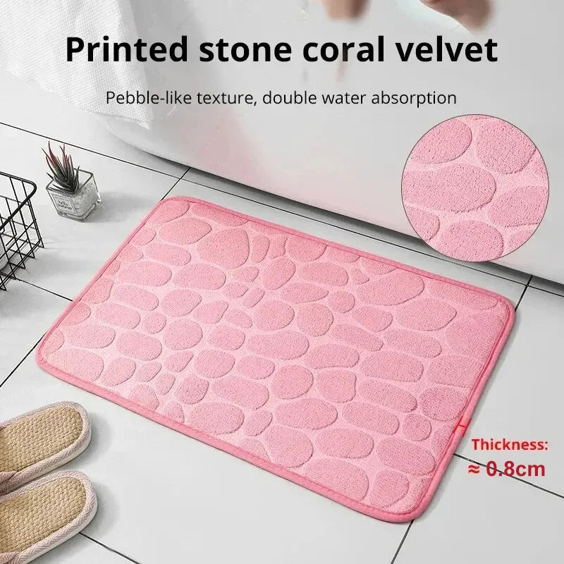 Tapete Estampado de Fibra com Espuma Viscoelástica – Modelo Seixos