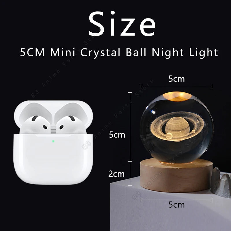 Luz Noturna LED 3D com Bola de Cristal – Galáxia, Sitema Solar, Saturno e Lua