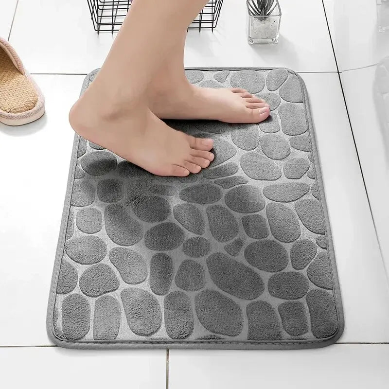 Tapete Estampado de Fibra com Espuma Viscoelástica – Modelo Seixos