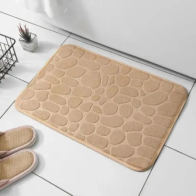 Tapete Estampado de Fibra com Espuma Viscoelástica – Modelo Seixos