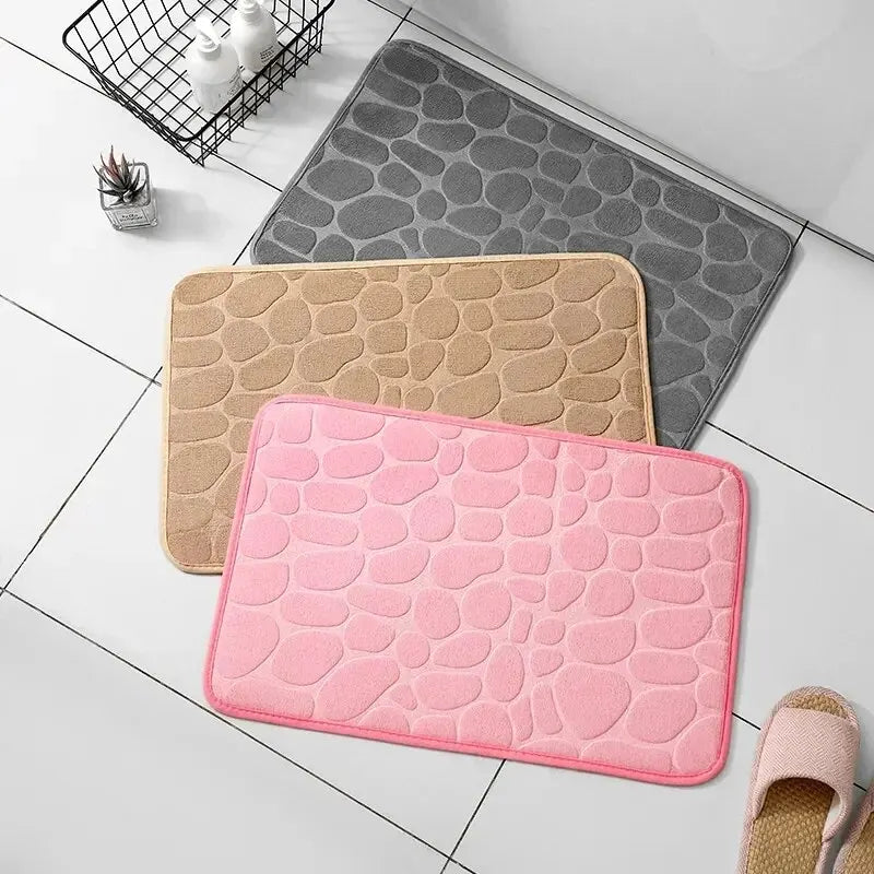 Tapete Estampado de Fibra com Espuma Viscoelástica – Modelo Seixos