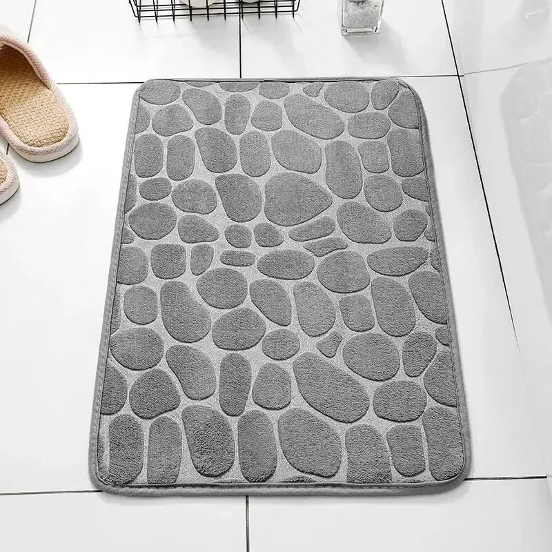 Tapete Estampado de Fibra com Espuma Viscoelástica – Modelo Seixos
